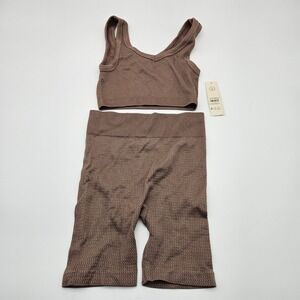 No Boundaries Girls Seamless Textured Crop Top & Bike Shorts Set‎ Size S 4-6